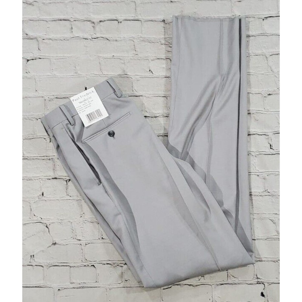 Paul Frederick Dres Slacks Pants 100% Wool Gray Tailored Fit MENS SIZE 30 Unhem - Picture 6 of 7
